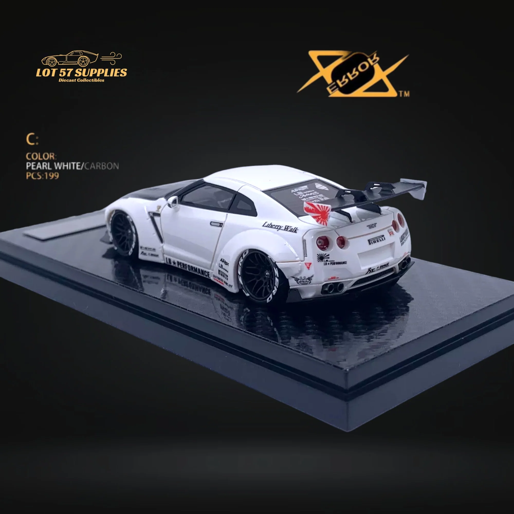 404ERROR LB-Works Skyline GT-R R35 Pearl White Carbon Hood 1:64 - Image 3