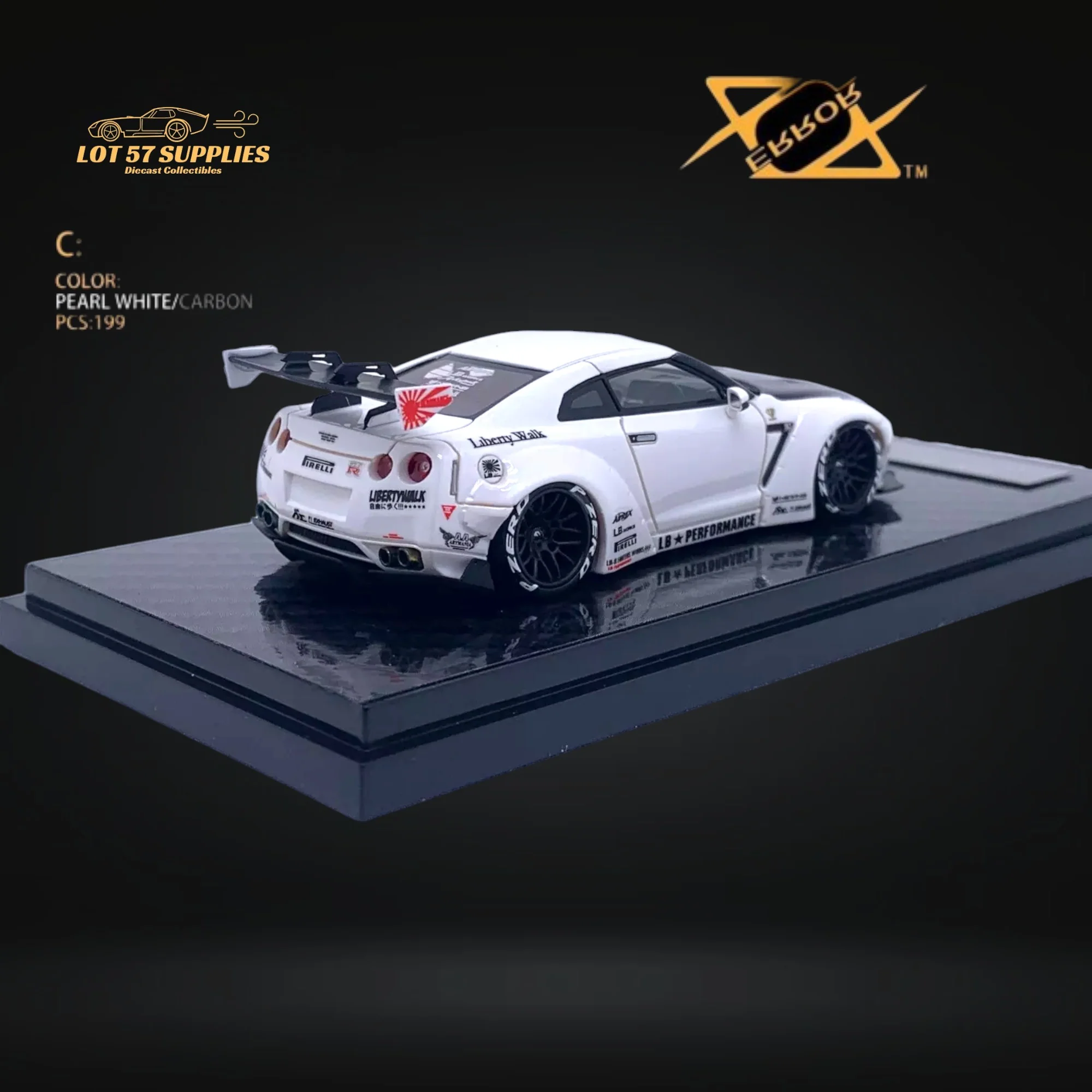 404ERROR LB-Works Skyline GT-R R35 Pearl White Carbon Hood 1:64 - Image 4