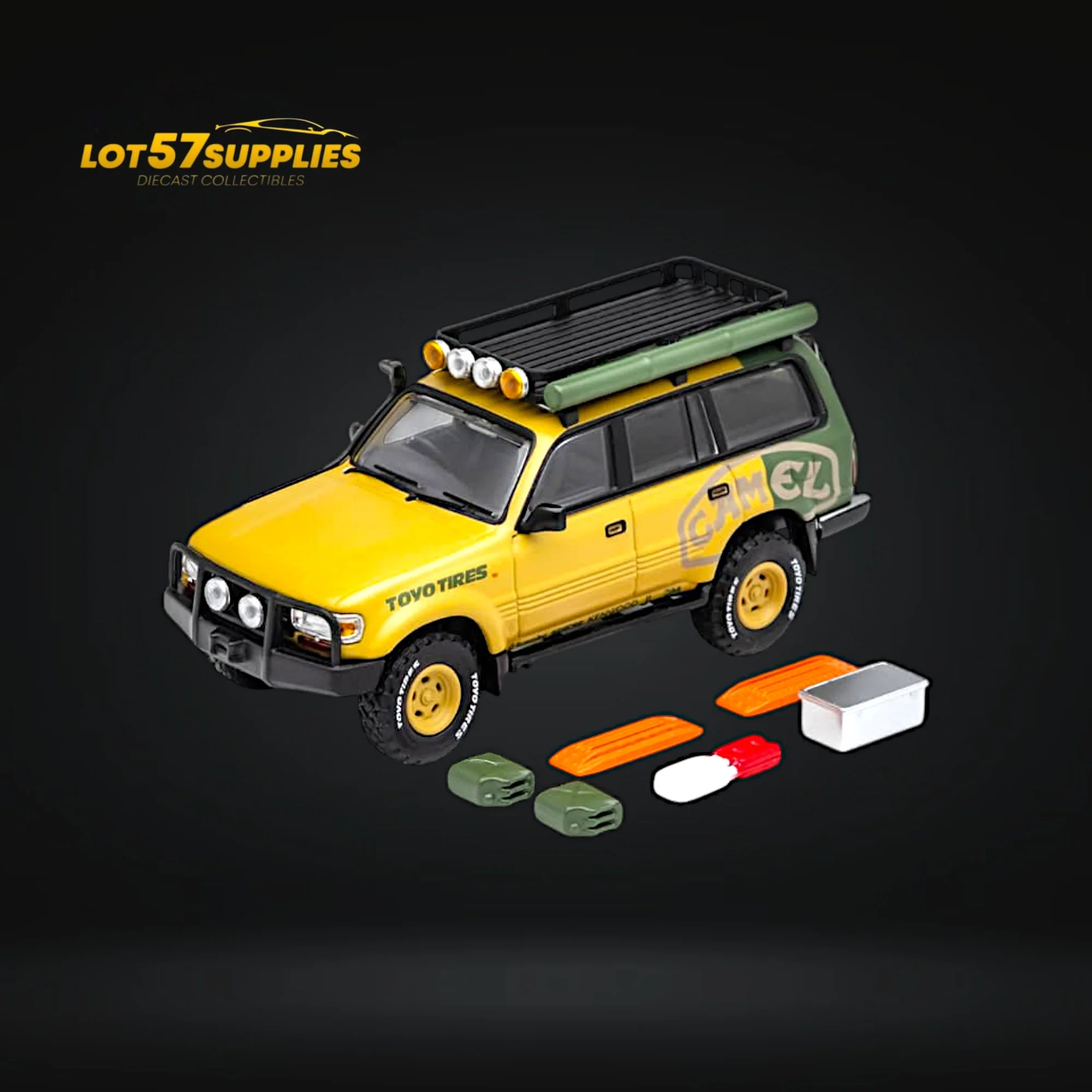 GCD Toyota Land Cruiser LC80 Camel Cup Version With Accessories 1:64 - Image 3