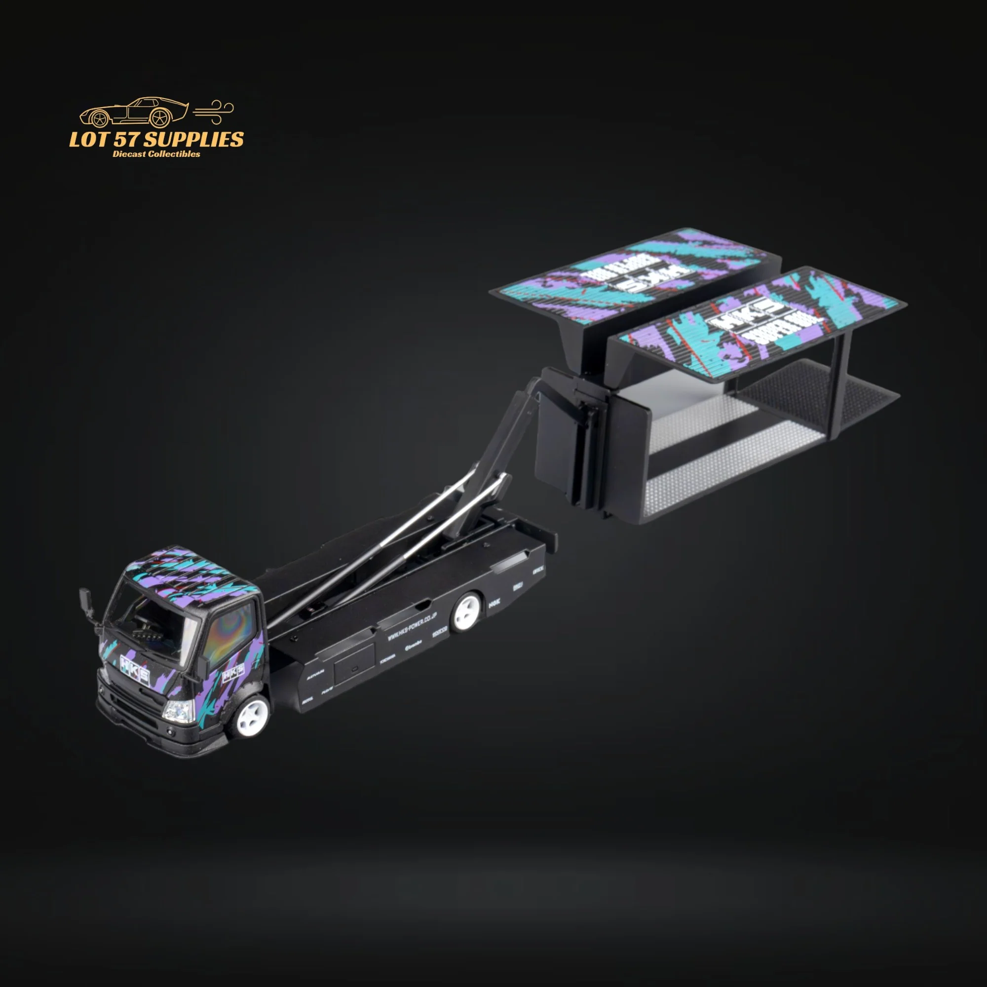 MicroTurbo Hino 300 Box Transport Truck HKS Livery 1:64 - Image 11