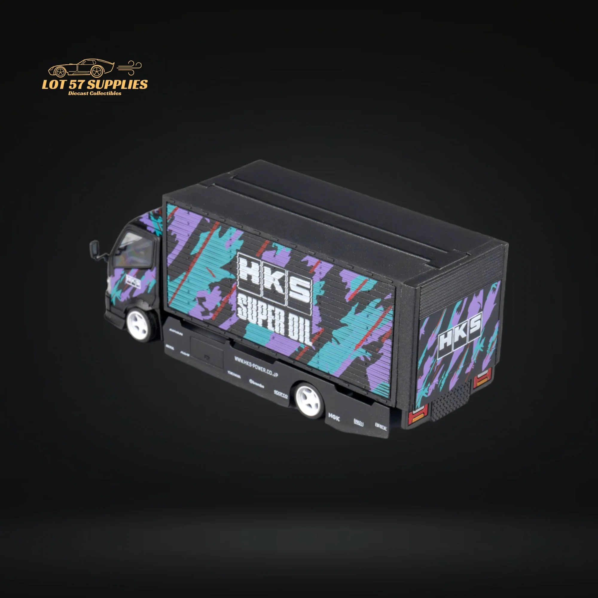 MicroTurbo Hino 300 Box Transport Truck HKS Livery 1:64 - Image 3