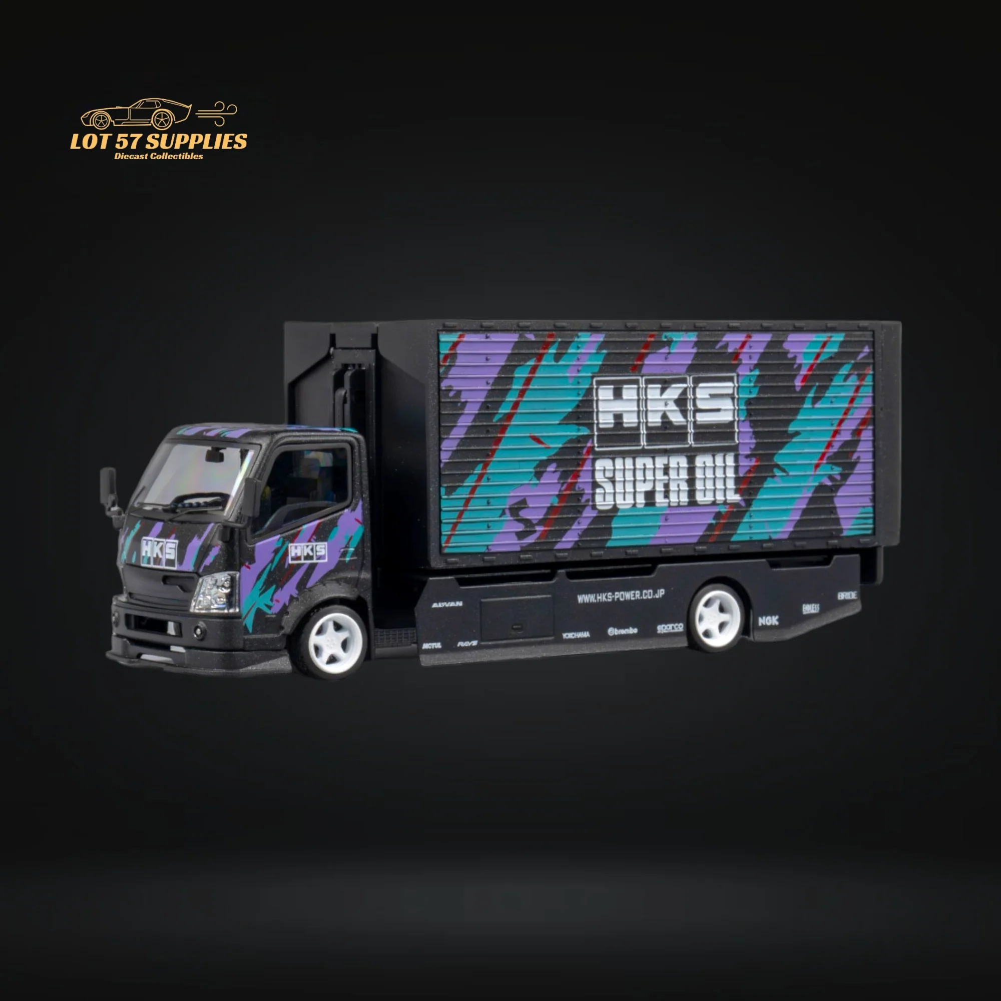 MicroTurbo Hino 300 Box Transport Truck HKS Livery 1:64 - Image 5