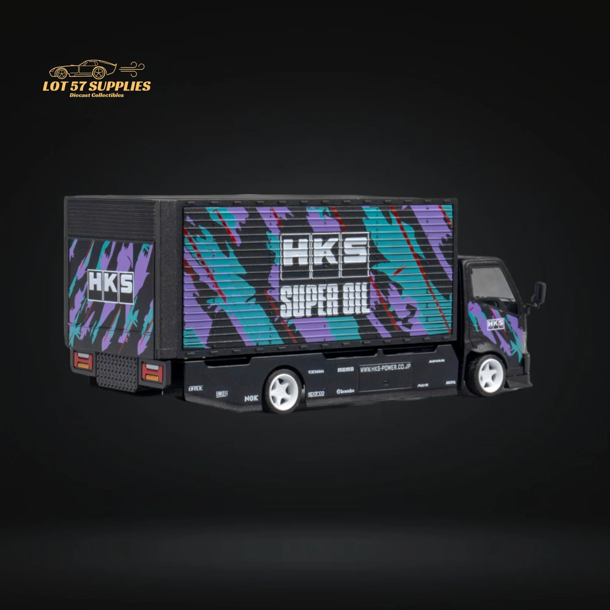 MicroTurbo Hino 300 Box Transport Truck HKS Livery 1:64 - Image 6