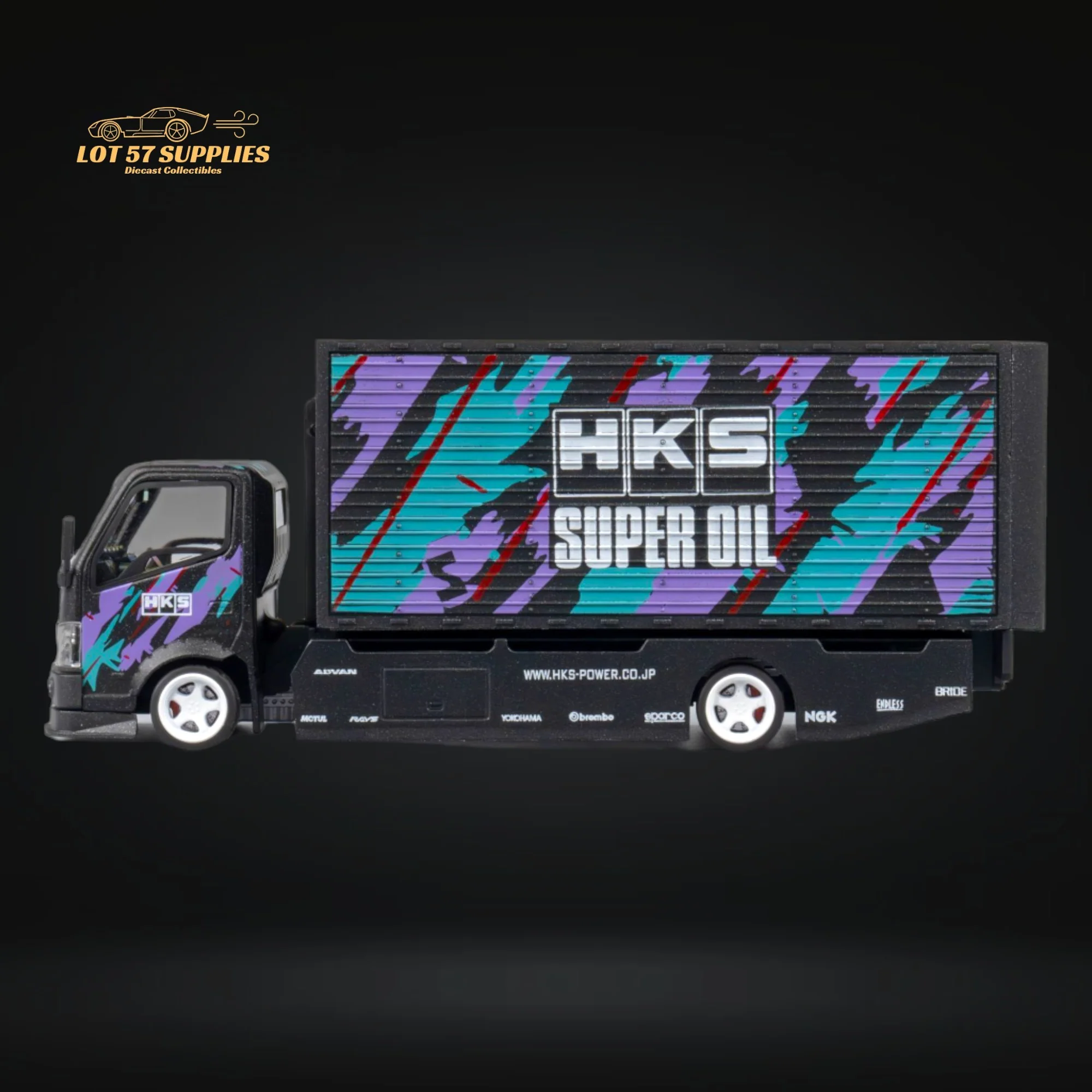 MicroTurbo Hino 300 Box Transport Truck HKS Livery 1:64 - Image 7