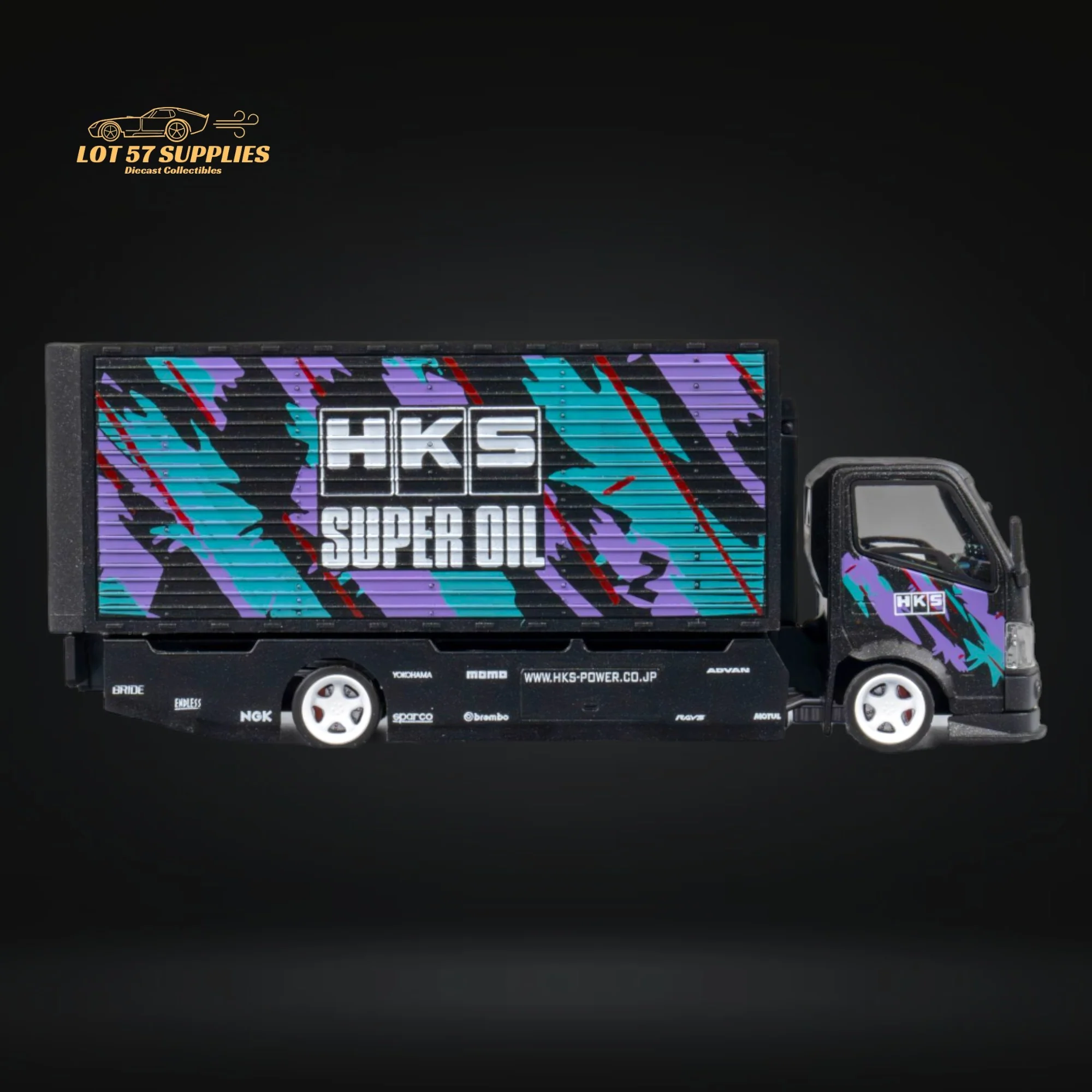 MicroTurbo Hino 300 Box Transport Truck HKS Livery 1:64 - Image 8