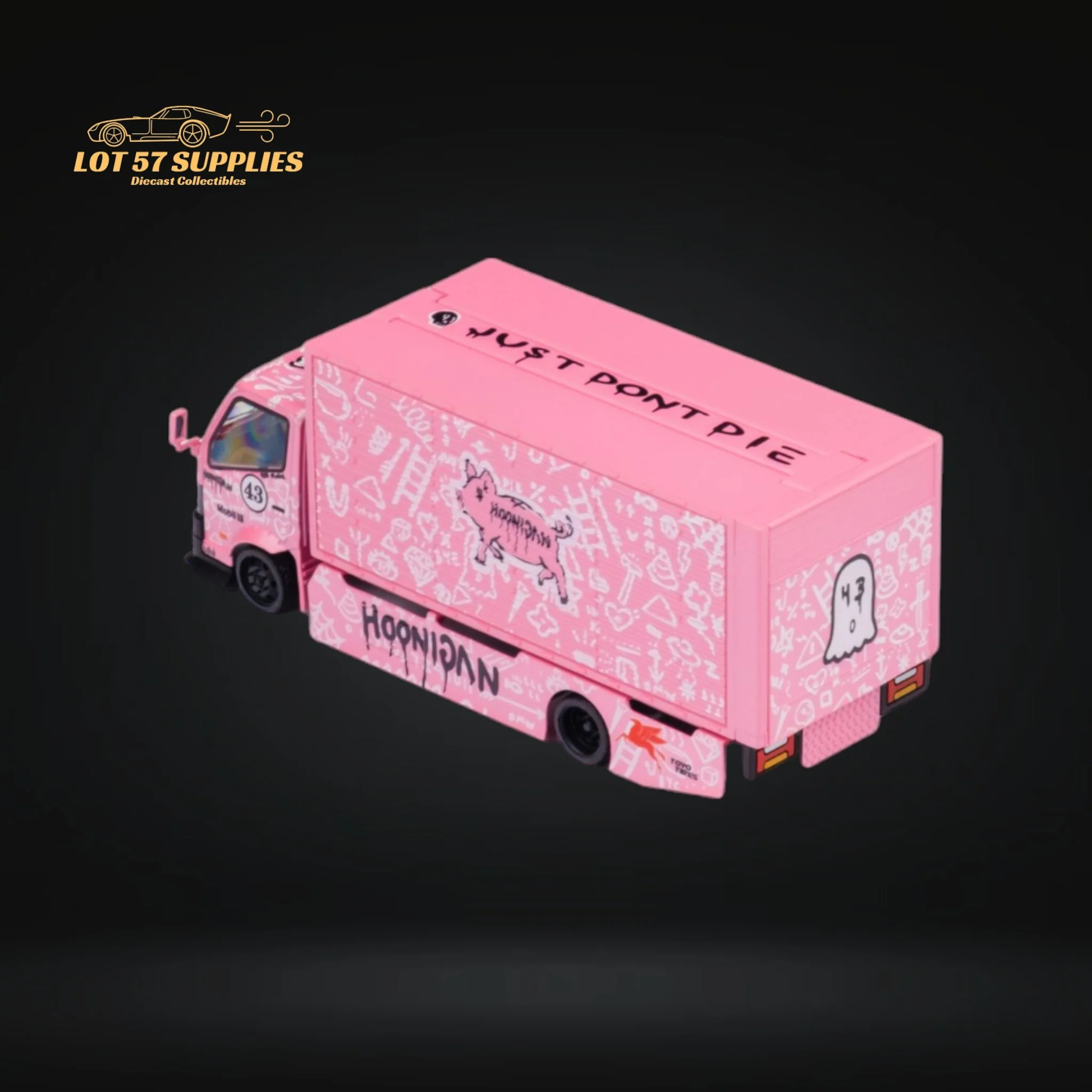 MicroTurbo Hino 300 Custom Box Truck Pink #43 Livery 1:64 - Image 3