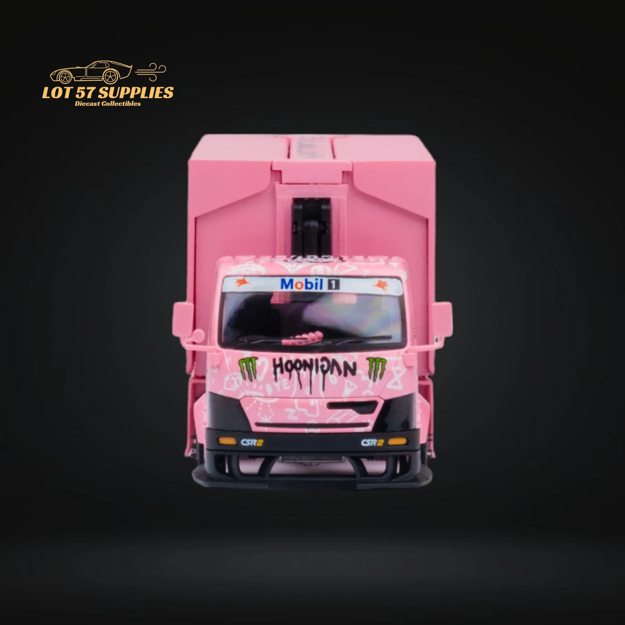 MicroTurbo Hino 300 Custom Box Truck Pink #43 Livery 1:64 - Image 6