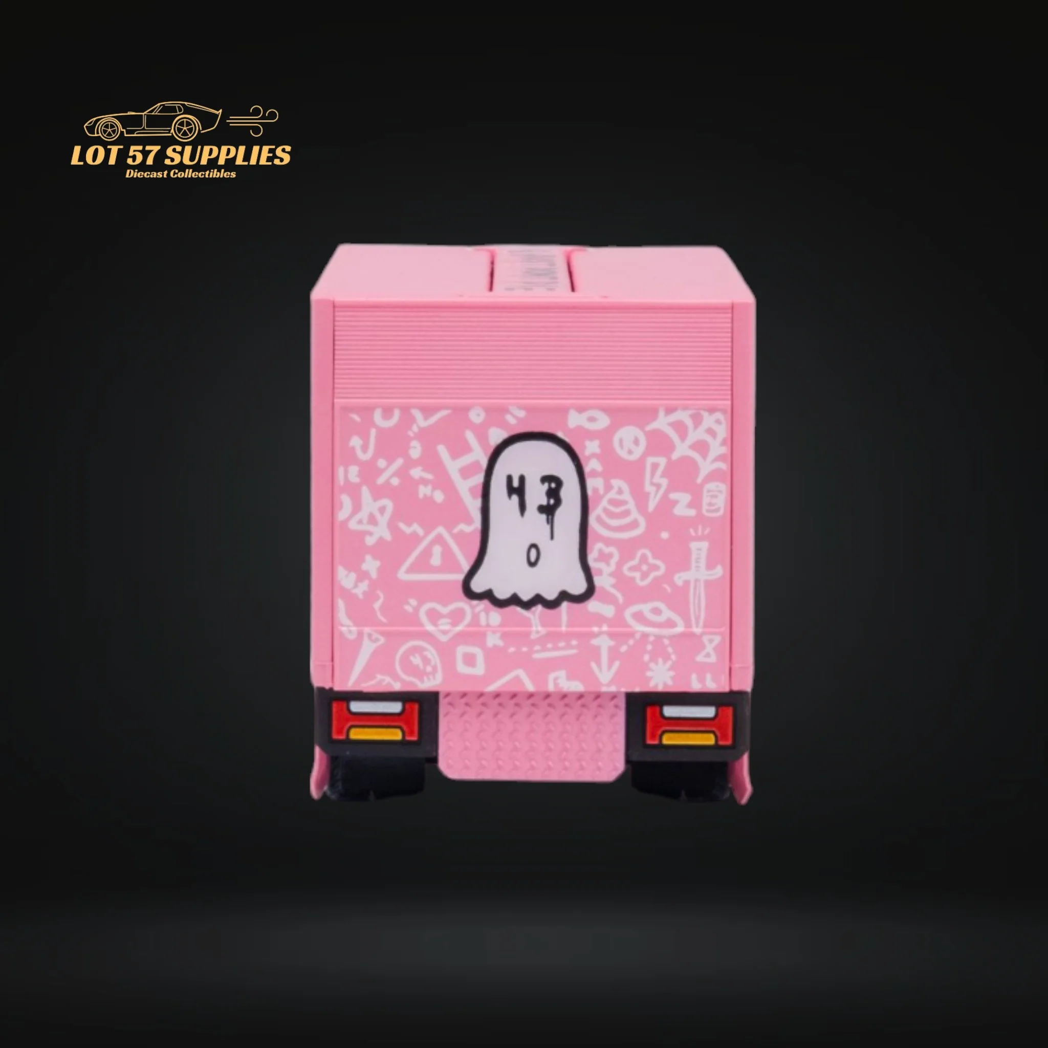 MicroTurbo Hino 300 Custom Box Truck Pink #43 Livery 1:64 - Image 7