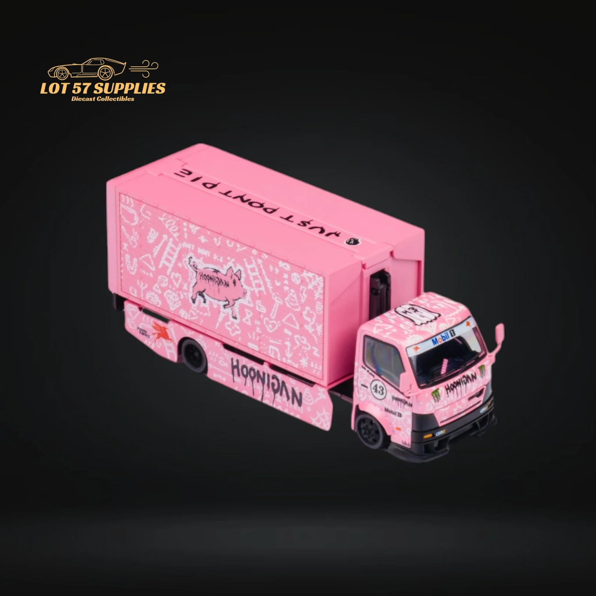 MicroTurbo Hino 300 Custom Box Truck Pink #43 Livery 1:64 - Image 9