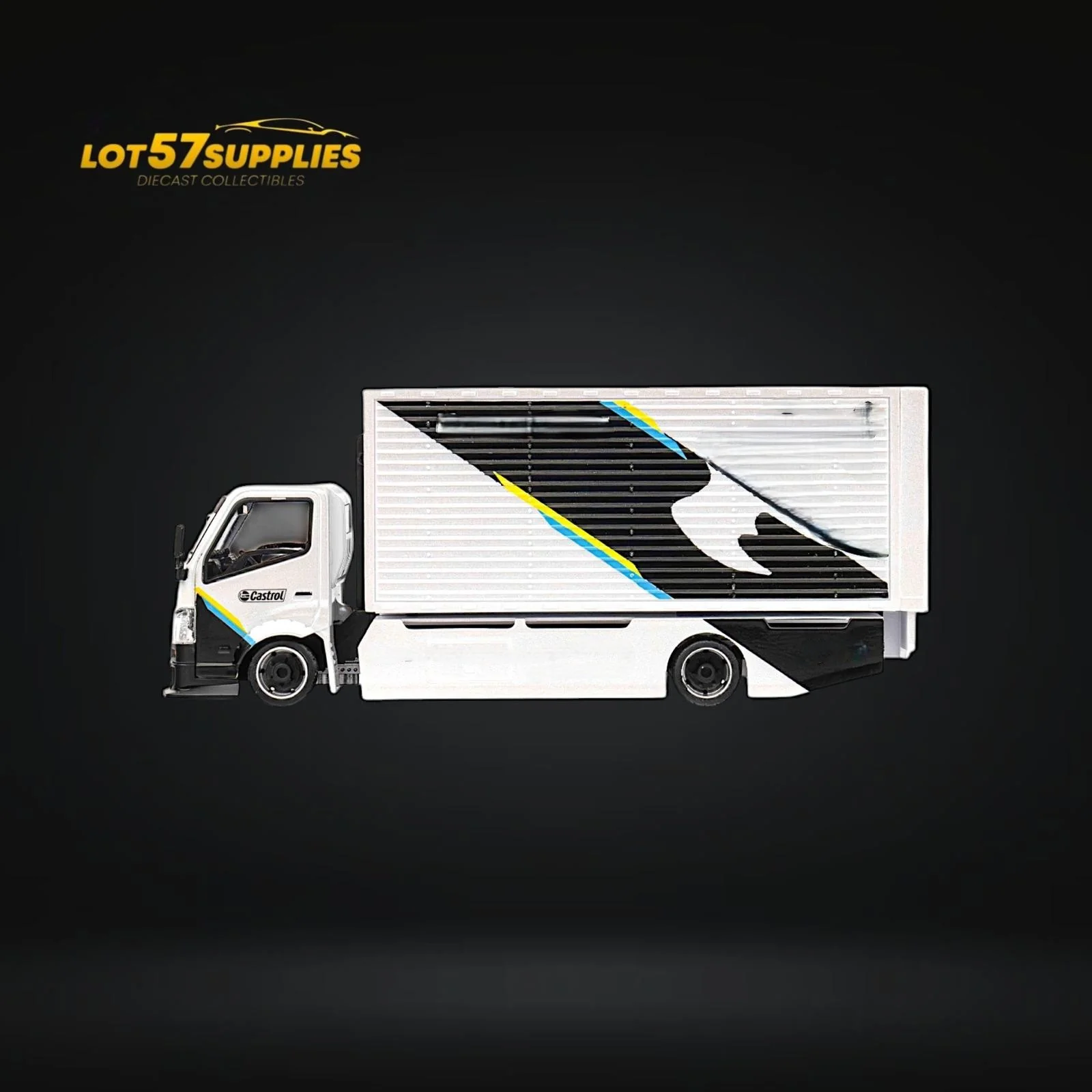 MicroTurbo HINO 300 Custom Box Truck White - Black Livery 1:64 - Image 3