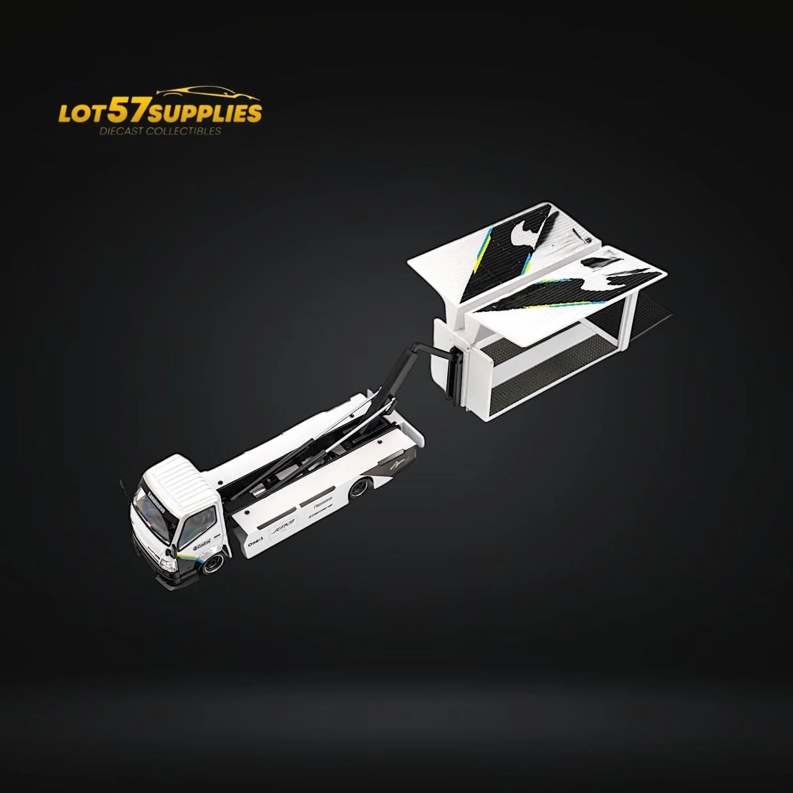 MicroTurbo HINO 300 Custom Box Truck White - Black Livery 1:64 - Image 4