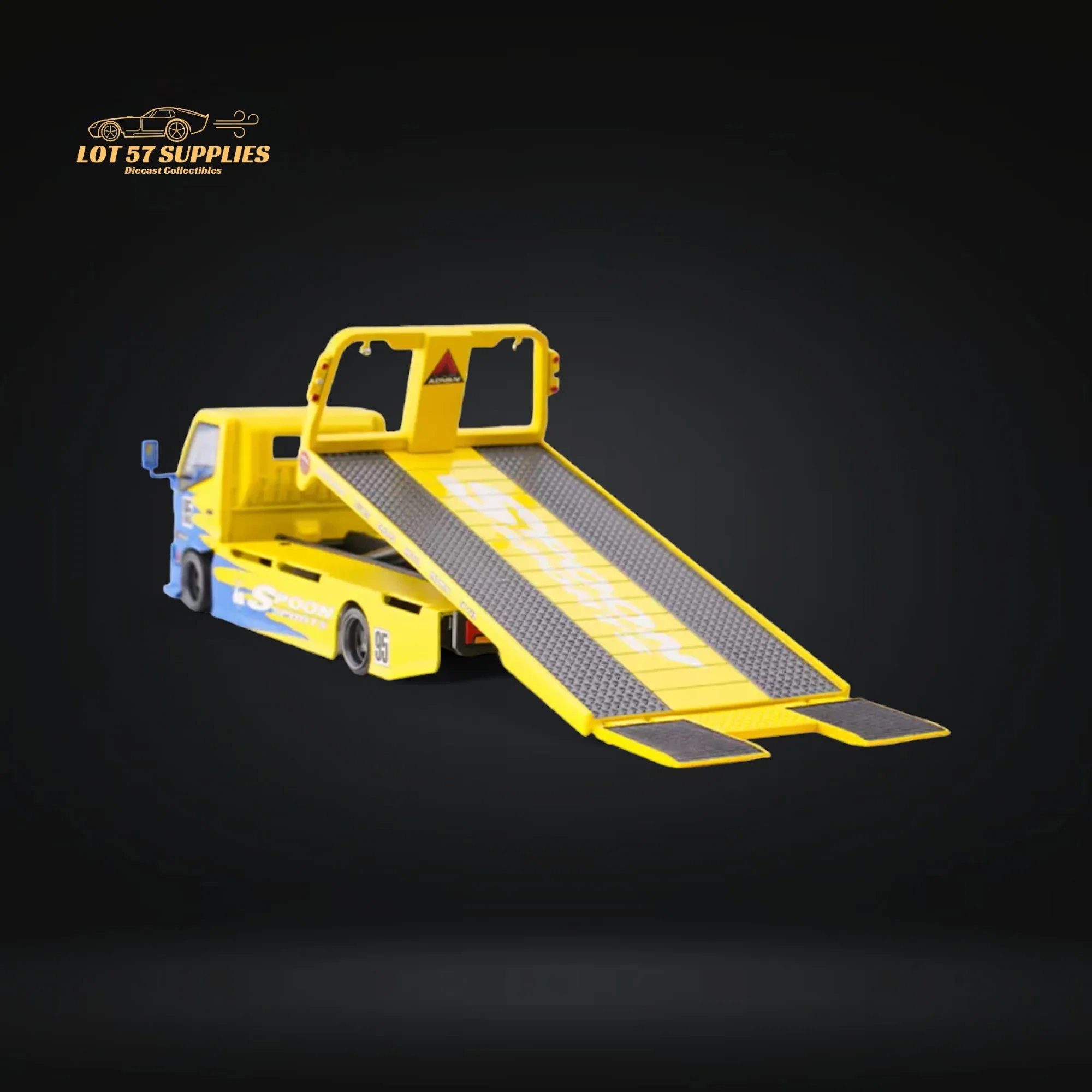 MicroTurbo Hino 300 Custom Flatbed Tow Truck Spoon Livery 1:64 - Image 3