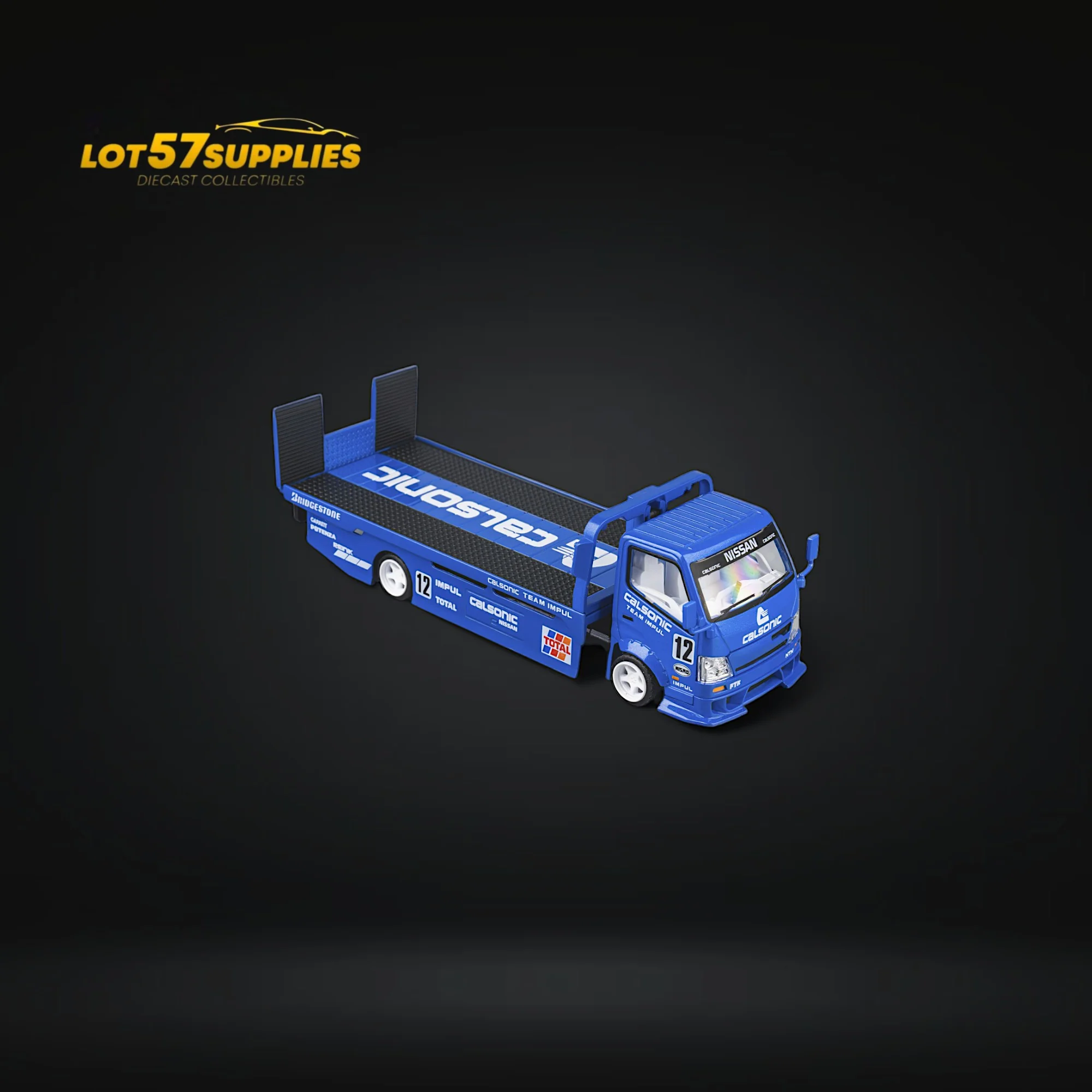 MicroTurbo HINO 300 Custom Truck Flatbed Blue Calsonic Livery 1:64 - Image 3
