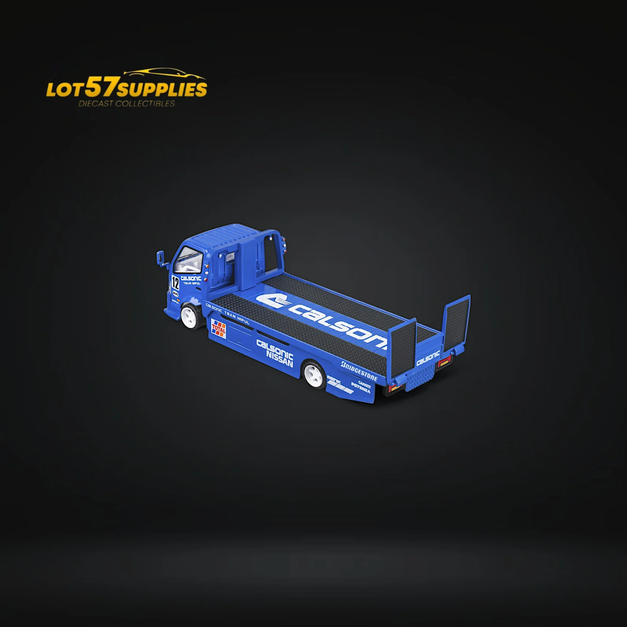 MicroTurbo HINO 300 Custom Truck Flatbed Blue Calsonic Livery 1:64 - Image 4