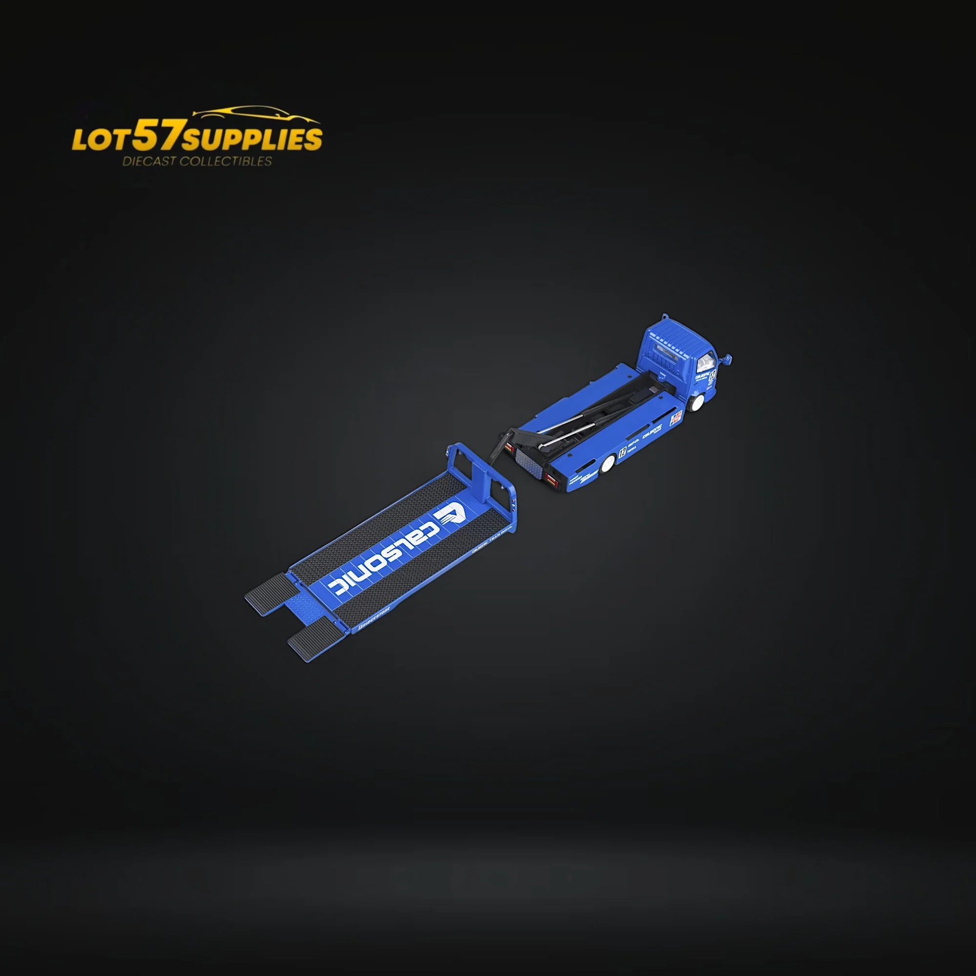 MicroTurbo HINO 300 Custom Truck Flatbed Blue Calsonic Livery 1:64 - Image 5