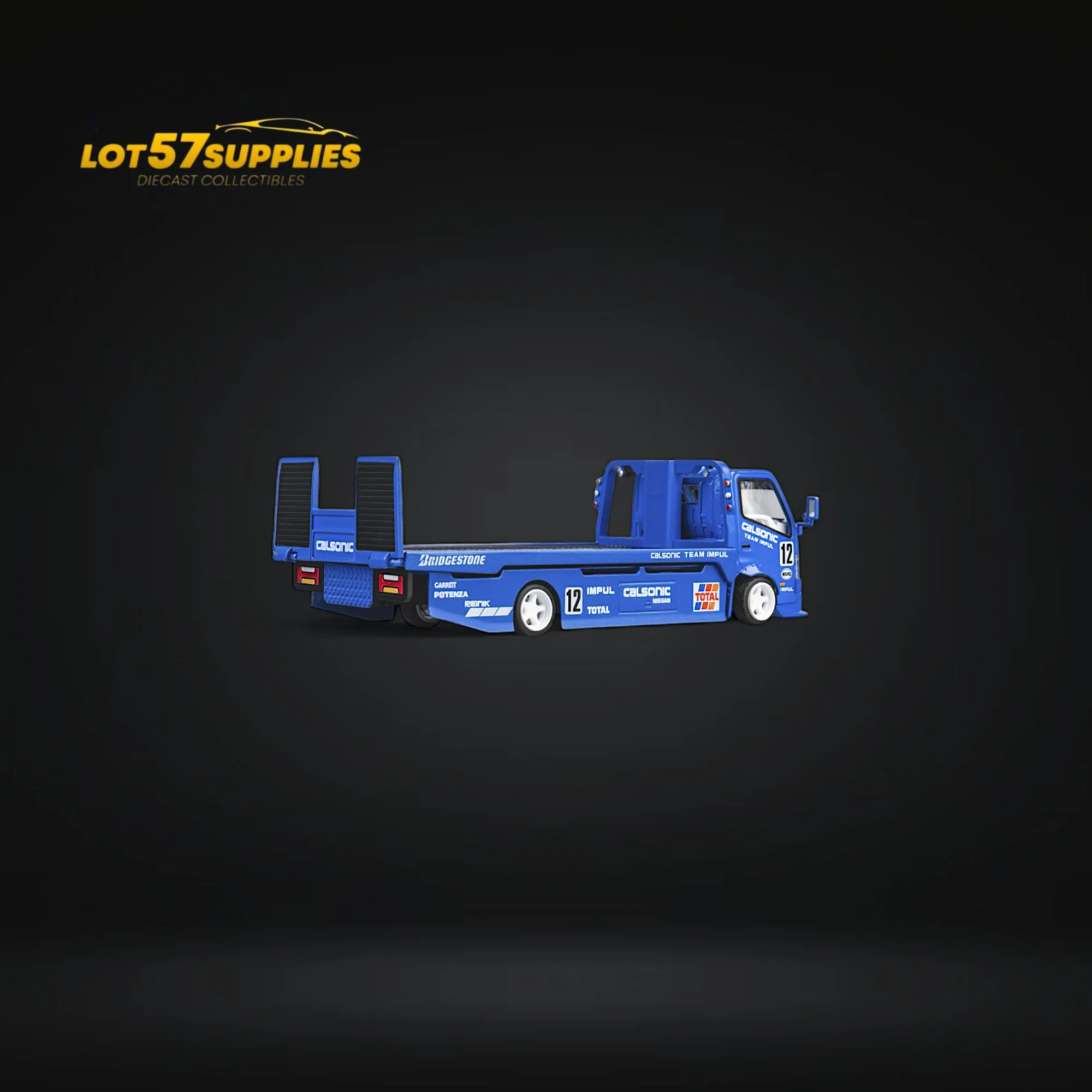 MicroTurbo HINO 300 Custom Truck Flatbed Blue Calsonic Livery 1:64 - Image 7