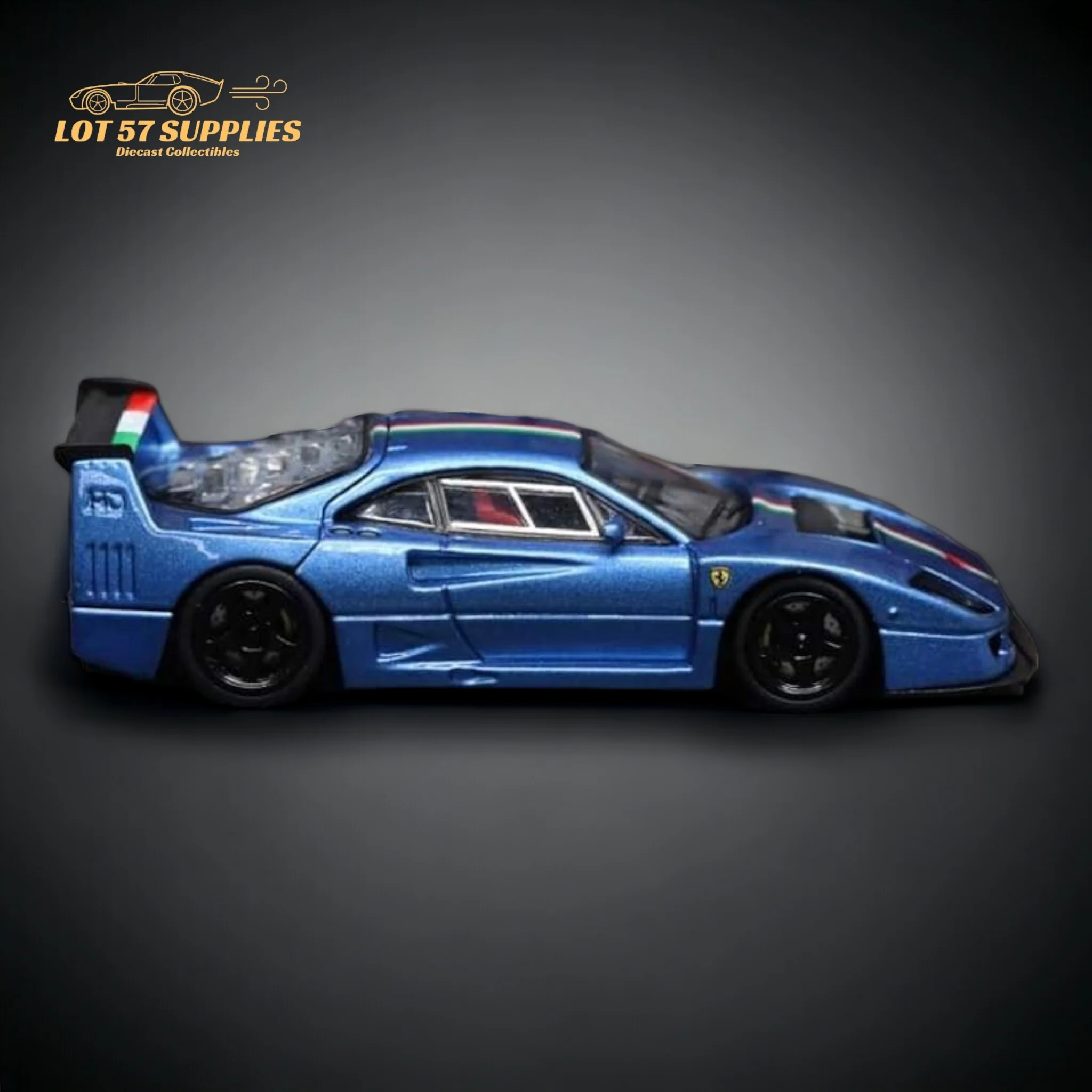 Stance Hunters Ferrari F40 LM Italian Stripe Blue 1:64 - Image 3